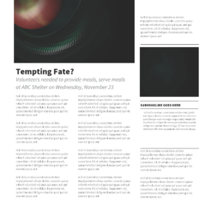 Temptation Newsletter - newsletter template with placeholders for text and images