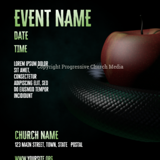 Temptation Flyer - poster template; background features a snake slithering around a red apple