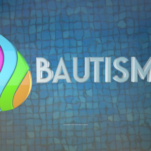 Water Baptism Video - a colorful water drop and the word Bautismo float on the water's surface
