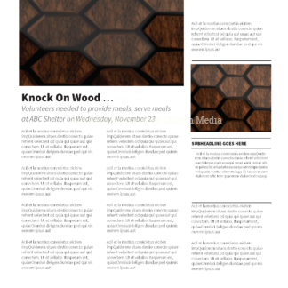 Flowing Wood Newsletter - newsletter template with text and image placeholders