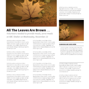Autumn Church Welcome Newsletter - newsletter template with text and image placeholders