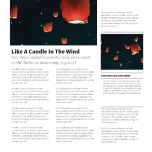 Sky Lanterns Newsletter - newsletter template with placeholders for text and images