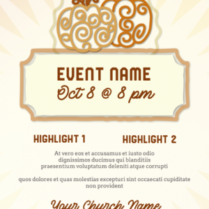 Autumn Pumpkins Flyer. Orange swirls become welcoming pumpkins