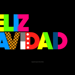 Merry Christmas Images Video - the words "Feliz Navidad" in modern colorful letters