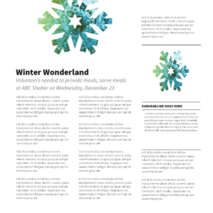 Faith On Fire - Snowflake Newsletter - newsletter template with placeholders for images and text