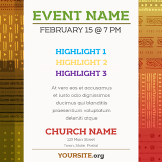 Black History Month 2019 Flyer - poster template features colorful African textiles