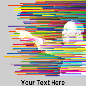 MLK 2019 Social Media. Social media template features image of Dr. King with a colorful striped background