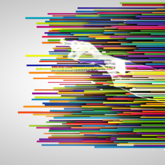 MLK 2019 Video. Image of Dr. King against a colorful striped background