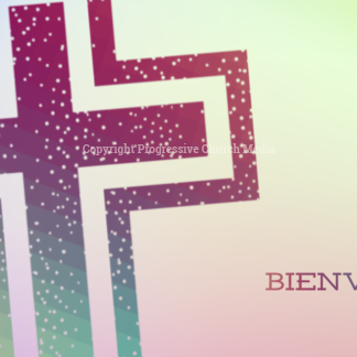 Easter Sunday 2019 Video - colorful, stylized cross with the word "Bienvenido"