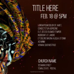 African cloth flyer - poster template features vibrant, flowing African textiles