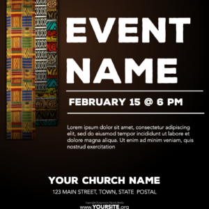 African Fabric Flyer - poster template features colorful African textiles