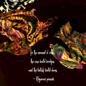 African Proverbs Social Media Freebie - flowing strips of African textiles