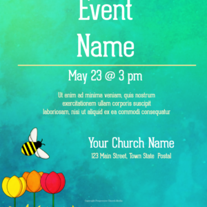 First Day Of Spring Flyer. A honey bee helps you welcome the start of a new season