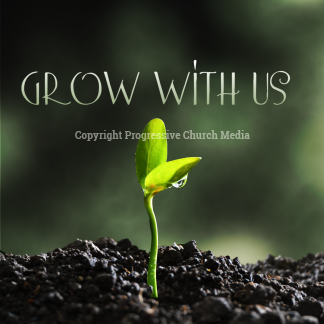 Growth Social Media Templates - seedling emerges from soil with the words "Grow with us"