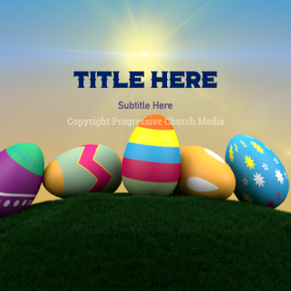 Easter Egg Hunt PowerPoint - slide features colorful Easter eggs sitting on green grass against a morning sky