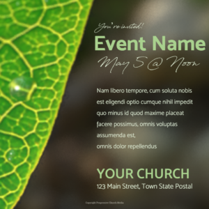 Spring Dew Flyer. Poster template features dew drops form on a leaf, a sign of the beauty of Creation