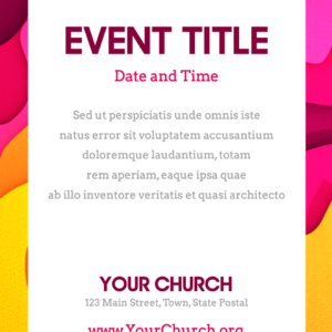 Pentecost Waves Flyer. Poster template features bright colorful waves for Pentecost