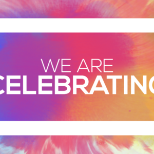 Affirming Welcoming Celebrating Video. Drops of ink in a rainbow of colors - We are celebrating