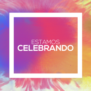 Affirming Welcoming Celebrating Social Media. Social media template features drops of ink in a rainbow of colors.