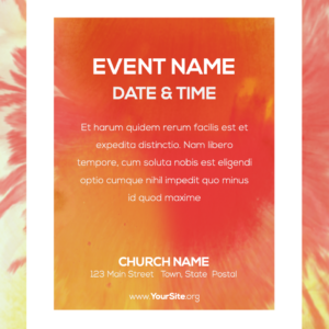 Day Of Pentecost Flyer. Drops of ink in fiery colors for Pentecost. Poster template features drops of ink in fiery colors.