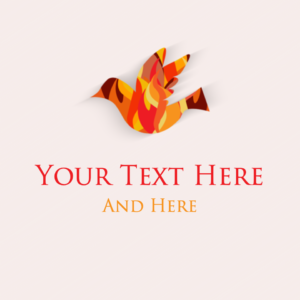 Pentecost Sunday Social Media. Template features the silhouette of a dove formed by flames.