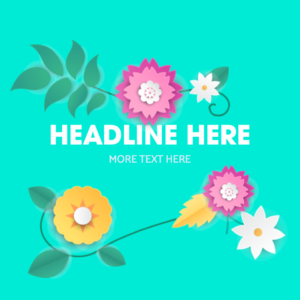 Summer Flowers Social Media. Template features a burst of colorful summer flowers.