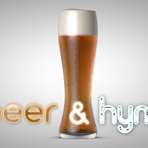 Beer & Hymns Video. A tall glass of beer with thick white foam.