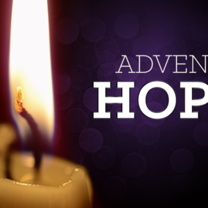 Advent 2019 Videos. Video features a white Advent candle against a dark purple background.