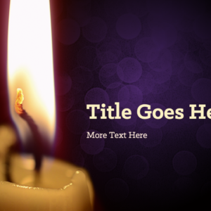 Advent 2019 PowerPoint. Slide features a white Advent candles set against a dark purple background.
