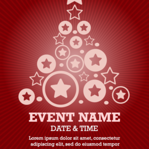 Christmas Tree of Stars Flyer. Poster template features a Christmas tree formed by an array of stars and circles.