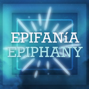 Epifania Social Media. Starburst set against a starry background.