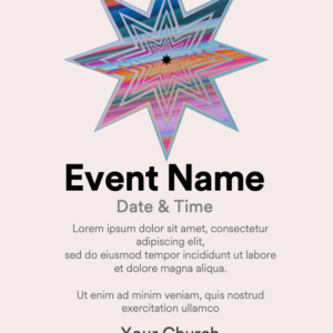 Shiny Star Flyer. Poster template features a rainbow-colored star that welcomes everyone.