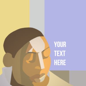 Past And Future Social Media. Template features colorful collage of a black man thinking about the past and the future.