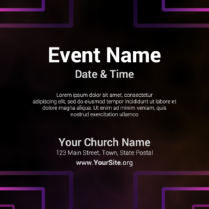 Lent 2020 Flyer. Poster template features purple lines that form a cross to celebrate Lent.