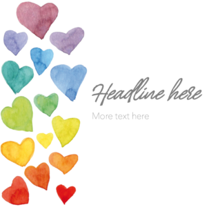 Rainbow Hearts Flyer. Hearts of every color of the rainbow fill the page to welcome you.