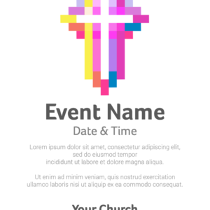 Colorful Cross Flyer. Poster features cross of many colors. Perfect for Lent, Easter and more.