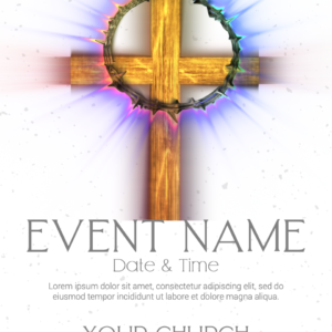 Cross With Thorns Flyer. Cross with a crown of thorns. Colorful images for Lent and Easter worship.
