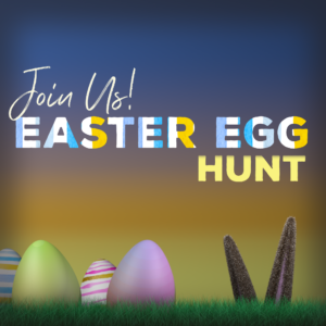 Easter Eggs Social Media. A row of Easter Eggs leads to a surprise furry friend.
