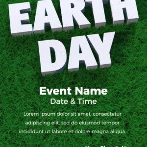 Earth Day Psalm Flyer. Poster template features a lush green lawn with the words "Earth Day."