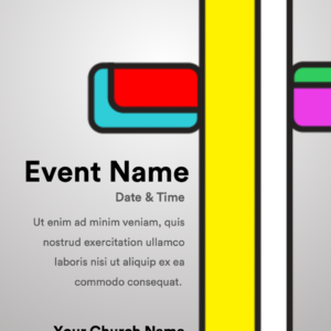 Mod Cross Flyer. Poster features colorful cross features a groovy, mod design.