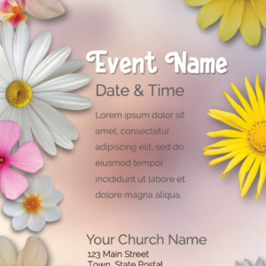 Floral Festival Flyer. Poster features festive flowers welcome everyone.