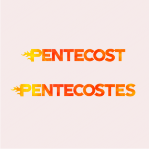 Pentecost Flames Social Media. Features the word Pentecost in flames welcomes everyone to worship.