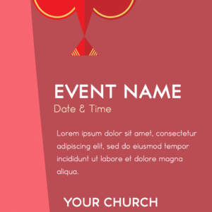 Pentecost Long Shadow Flyer. Poster features a stylized dove with a long shadow welcomes all.