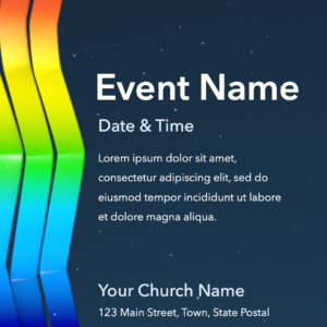 Pride Wave Flyer. Waves of rainbows welcome everyone.