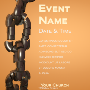 Juneteenth Freedom Flyer. Slide features metal chains that shatter to celebrate freedom from slavery.