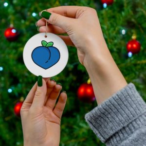 Blue Peach Christmas Ornament