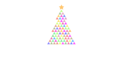 Christmas Tree Triangles Graphics. Image features a colorful Christmas tree formed by many triangles.