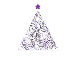 Curly Christmas Tree Graphics. Christmas Tree formed by fun curls in purples and grays.
