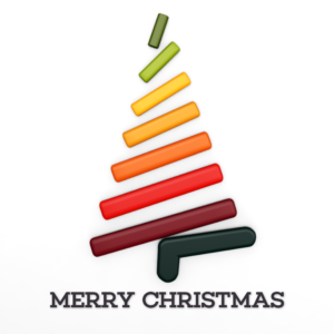 Christmas Tree Blocks Social Media. Christmas tree is formed by colorful toy blocks.