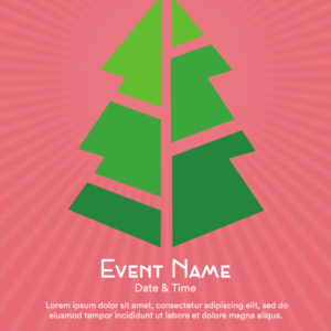 Christmas Tree Frames Flyer. Christmas tree is formed out of green geometric shapes.